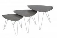 Cannon Nest of Tables Stone with White Metal Legs